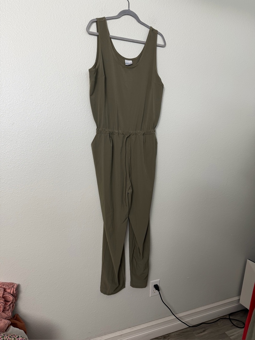 Columbia Olive Green Sleeveless Drawstring Jumpsuit SZ XL